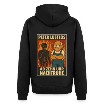 Peter Listless ensures a night's rest from ten - Unisex Premium Organic Zip Hoodie - black - Back - Nico (187cm)