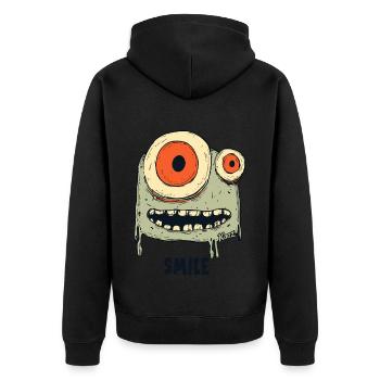 Monstre effrayant avec de grands yeux - Veste à capuche bio Premium Unisexe - noir - Dos - Nico (187cm)