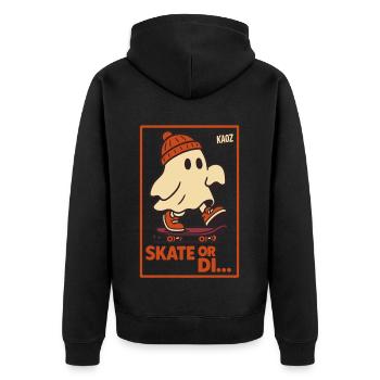 Ghost on Skateboard Skate or Die Motif - Unisex Premium Organic Zip Hoodie - black - Back - Nico (187cm)