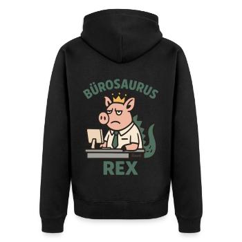 Bürosaurus Rex lustige Büro Arbeit mit Schwein - Unisex Premium Bio Zip Hoodie - Schwarz - Hinten - Nico (187cm)