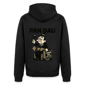 müder DAU mit usb und computer 404 - Unisex Premium Bio Zip Hoodie - Schwarz - Hinten - Nico (187cm)