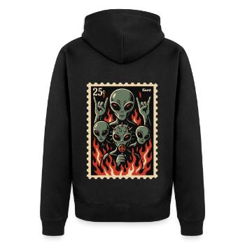 Extraterrestres avec masque et feu - Veste à capuche bio Premium Unisexe - noir - Dos - Nico (187cm)