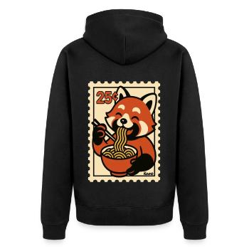 Panda roux avec nouilles ramen - Veste à capuche bio Premium Unisexe - noir - Dos - Nico (187cm)