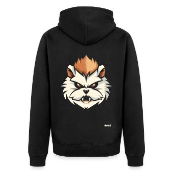 Tête de hamster en colère avec mohawk - Veste à capuche bio Premium Unisexe - noir - Dos - Nico (187cm)