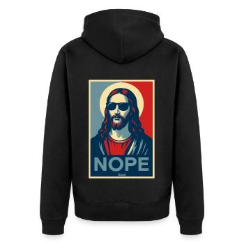 Jesus man with halo and sunglasses - Unisex Premium Organic Zip Hoodie - black - Back - Nico (187cm)
