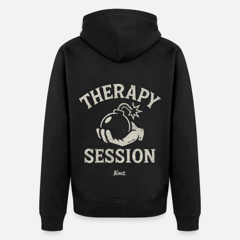 Hand holding therapy session bombshell - Unisex Premium Organic Zip Hoodie - black