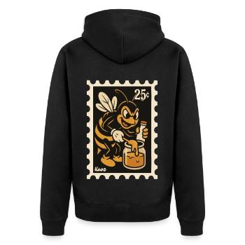 Comic bee with honey in a jar - Unisex Premium Organic Zip Hoodie - black - Back - Nico (187cm)