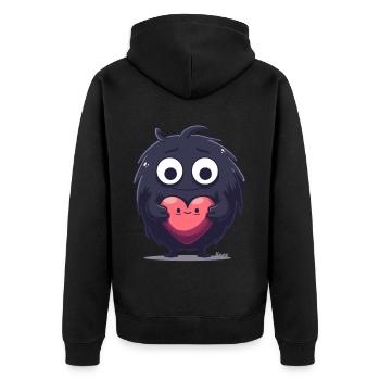 Monstre moelleux avec cœur - Veste à capuche bio Premium Unisexe - noir - Dos - Nico (187cm)