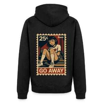 Bande dessinée sur les escaliers timbre, va-t’en ! - Veste à capuche bio Premium Unisexe - noir - Dos - Nico (187cm)