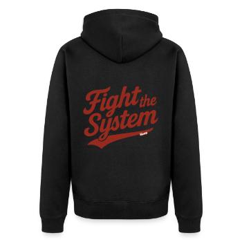 Fight the System Retro protest Say - Veste à capuche bio Premium Unisexe - noir - Dos - Nico (187cm)