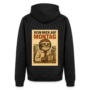 Paresseux de bureau fatigué avec café et lundi - Veste à capuche bio Premium Unisexe - noir - Dos - Nico (187cm)
