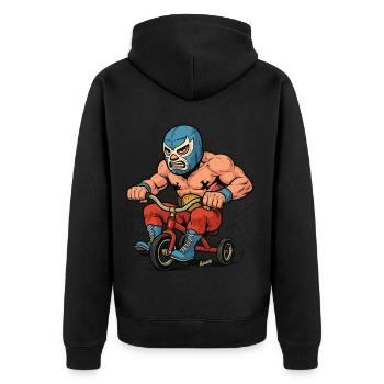Lutteur avec masque sur tricycle - Veste à capuche bio Premium Unisexe - noir - Dos - Nico (187cm)