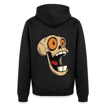 Crâne rieur avec de grands yeux - Veste à capuche bio Premium Unisexe - noir - Dos - Nico (187cm)