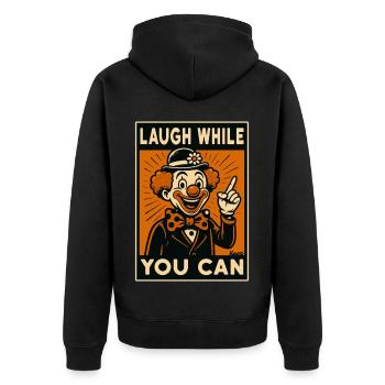 Laughing clown in retro comic style - Unisex Premium Organic Zip Hoodie - black - Back - Nico (187cm)