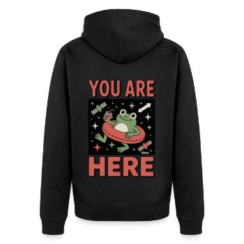 Grenouille dans l’espace avec anneau de natation et mug - Veste à capuche bio Premium Unisexe - noir - Dos - Nico (187cm)
