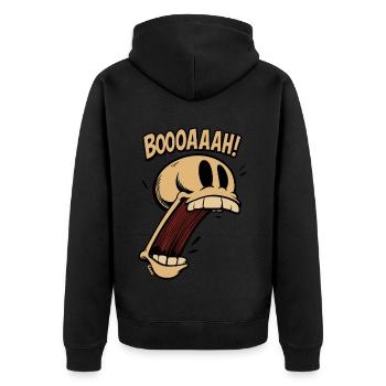 Crâne de dessin animé hurlant avec la bouche ouverte - Veste à capuche bio Premium Unisexe - noir - Dos - Nico (187cm)