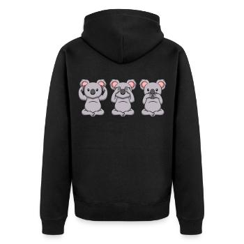 Nicht sehen Nicht hören Nicht sprechen - Unisex Premium Bio Zip Hoodie - Schwarz - Hinten - Nico (187cm)
