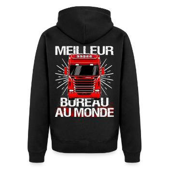 Camion cadeau routier chauffeur poids lourd humour - Veste à capuche bio Premium Unisexe - noir - Dos - Nico (187cm)