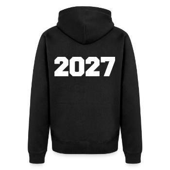 2027 - Unisex Premium Bio Zip Hoodie - Schwarz - Hinten - Nico (187cm)