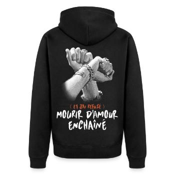 MOURIR D AMOUR ENCHAINÉ - Veste à capuche bio Premium Unisexe - noir - Dos - Nico (187cm)