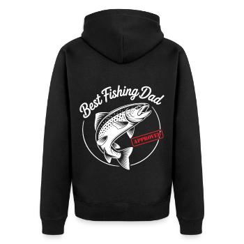 Bester Angelpapa Best Fishing Dad Approved - Unisex Premium Bio Zip Hoodie - Schwarz - Hinten - Nico (187cm)