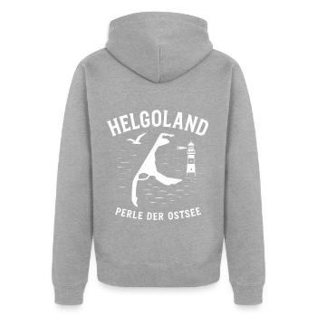 Helgoland Perle der Ostsee Sylt Lustig - Unisex Premium Bio Zip Hoodie - Grau meliert - Hinten - Nico (187cm)