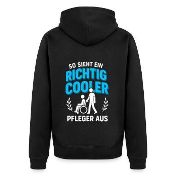 So sieht ein cooler Pfleger aus Altenpfleger - Unisex Premium Bio Zip Hoodie - Schwarz - Hinten - Nico (187cm)