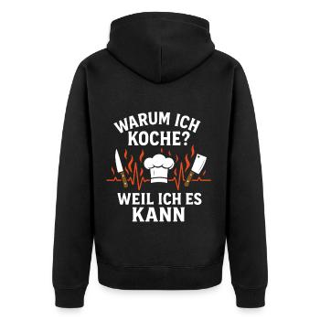 Warum Ich Koche? Weil Ich Es Kann Koch Herzschlag - Unisex Premium Bio Zip Hoodie - Schwarz - Hinten - Nico (187cm)