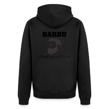 bearded eat me c ** - Unisex Premium Organic Zip Hoodie - black - Back - Nico (187cm)