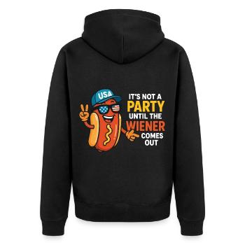 It's Not A Party Until The Wiener Comes Out Funny - Veste à capuche bio Premium Unisexe - noir - Dos - Nico (187cm)