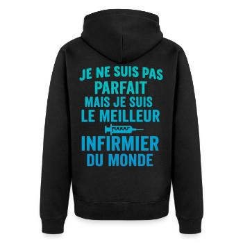 Meilleur infirmier du monde cadeau pour infirmier - Veste à capuche bio Premium Unisexe - noir - Dos - Nico (187cm)