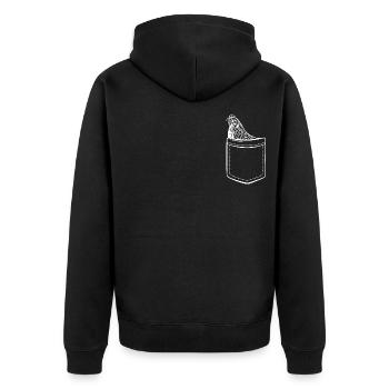 Mon poulet dans la poche - poche poitrine - Veste à capuche bio Premium Unisexe - noir - Dos - Nico (187cm)
