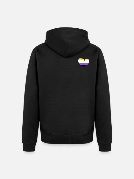 nonbinary heart - Unisex Premium Organic Zip Hoodie - black