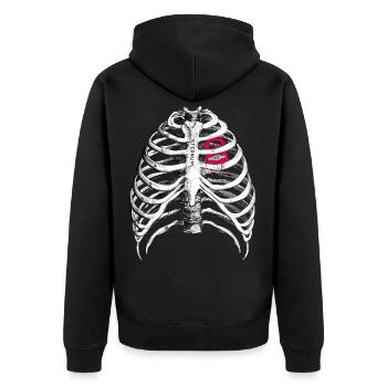 Kettlebell Herz // Liebe - Unisex Premium Bio Zip Hoodie - Schwarz - Hinten - Nico (187cm)