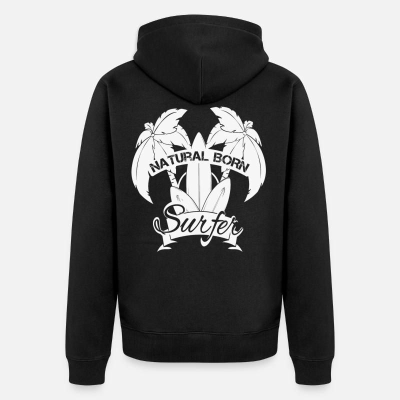 Natural Born Surfer - Unisex Premium Bio Zip Hoodie - Schwarz