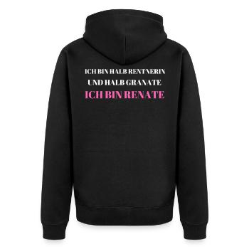 Ich bin Renate - Unisex Premium Bio Zip Hoodie - Schwarz - Hinten - Nico (187cm)