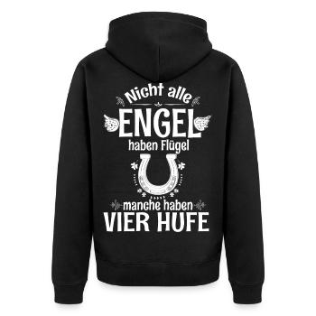 Engel mit Hufen - Pferde Motiv - Unisex Premium Bio Zip Hoodie - Schwarz - Hinten - Nico (187cm)