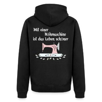 Sewing Sewing Machine Seam Hobby Clothes Pants Women - Unisex Premium Organic Zip Hoodie - black - Back - Nico (187cm)