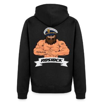 Rostocker Matrose - Unisex Premium Bio Zip Hoodie - Schwarz - Hinten - Nico (187cm)