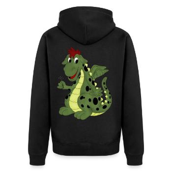 Dragon écarquillé vert - Veste à capuche bio Premium Unisexe - noir - Dos - Nico (187cm)
