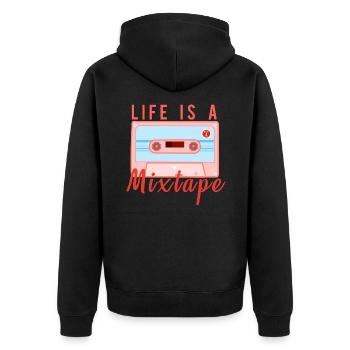 Life is a mixtape Das Leben ist ein Mixkassette - Unisex Premium Bio Zip Hoodie - Schwarz - Hinten - Nico (187cm)