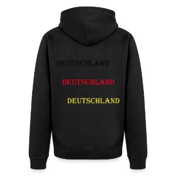 Deutschland - Unisex Premium Bio Zip Hoodie - Schwarz - Hinten - Nico (187cm)