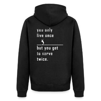 Lustiger Spruch Tennis Tennisspieler Geschenk - Unisex Premium Bio Zip Hoodie - Schwarz - Hinten - Nico (187cm)