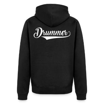 Batteries rétro Vintage de batteur - Veste à capuche bio Premium Unisexe - noir - Dos - Nico (187cm)