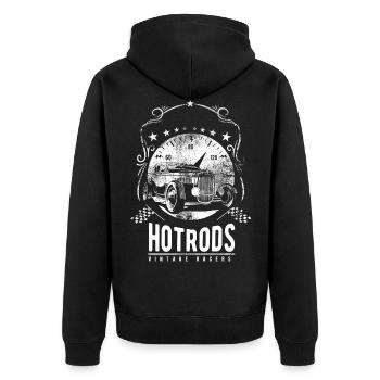 Hot Rod Vintage Racers Hotrod - Unisex Premium Organic Zip Hoodie - black - Back - Nico (187cm)