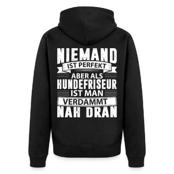 Hundefriseur - Hundefriseur lustige Geschenkidee - Unisex Premium Bio Zip Hoodie - Schwarz - Hinten - Nico (187cm)