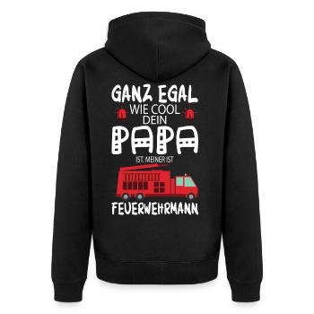 Mein Papa ist Feuerwehrmann - Feuerwehrmann Vater - Unisex Premium Bio Zip Hoodie - Schwarz - Hinten - Nico (187cm)