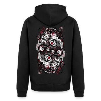 Mind Travel - Unisex Premium Organic Zip Hoodie - black - Back - Nico (187cm)