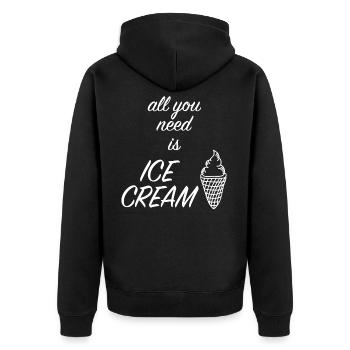 ice - Unisex Premium Organic Zip Hoodie - black - Back - Nico (187cm)