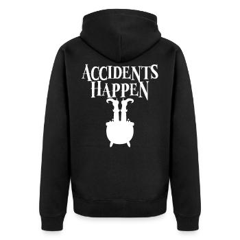Accidents Happen Funny Magic Halloween Gift - Unisex Premium Organic Zip Hoodie - black - Back - Nico (187cm)